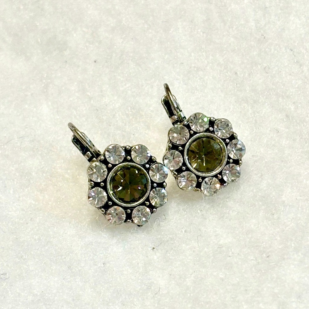 Fossil Vintage Rhinestone Halo Leverback Earrings